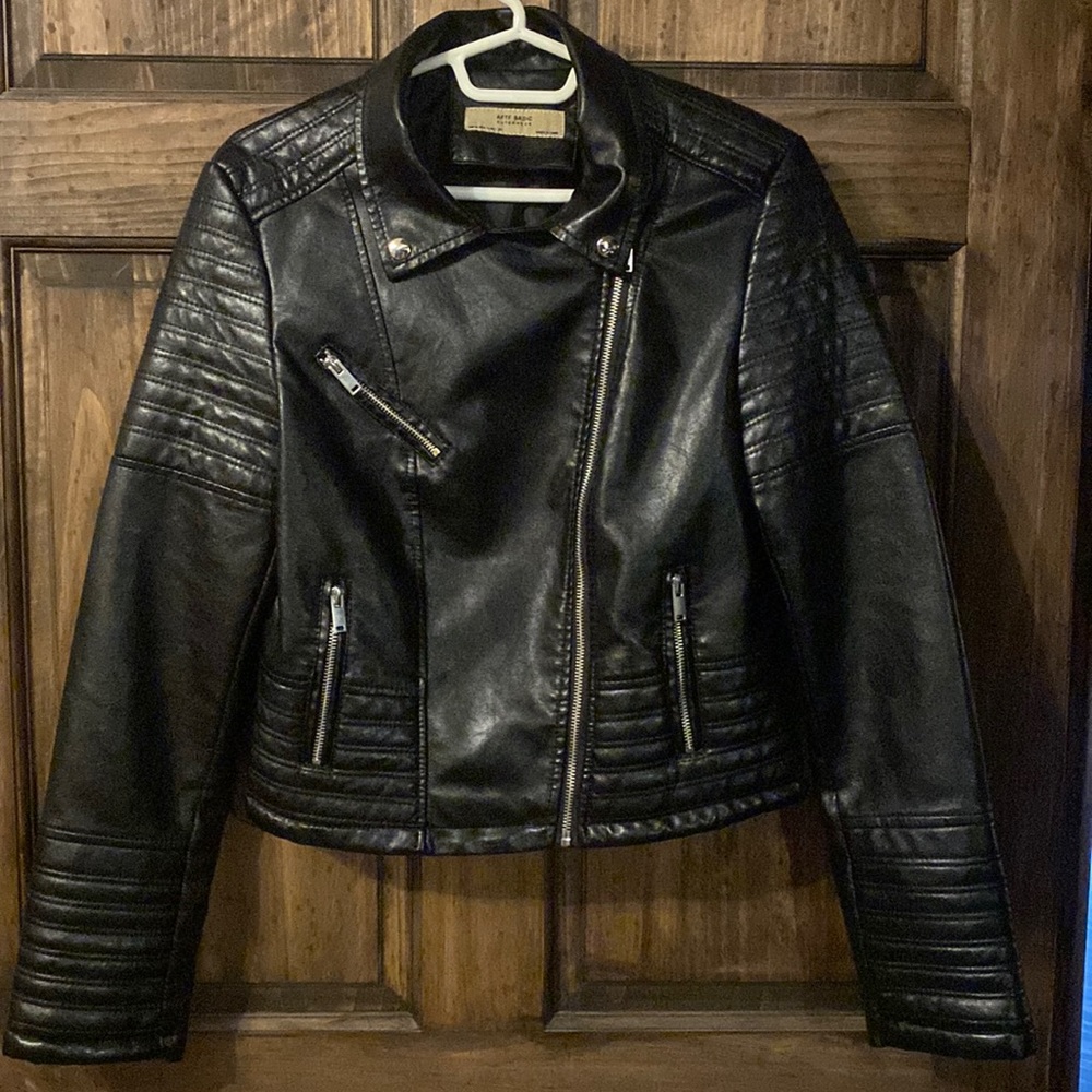 Black Faux leather moto jacket